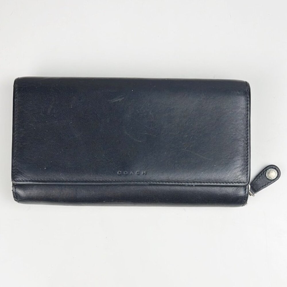 Coach Vintage Soft Black Leather Classic Trifold Wallet